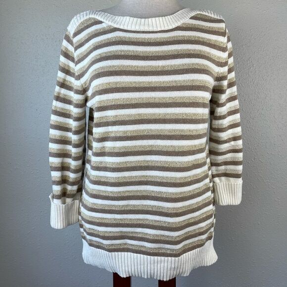 Karen Scott Striped Half Sleeve Sweater Top EUC - Picture 1 of 10
